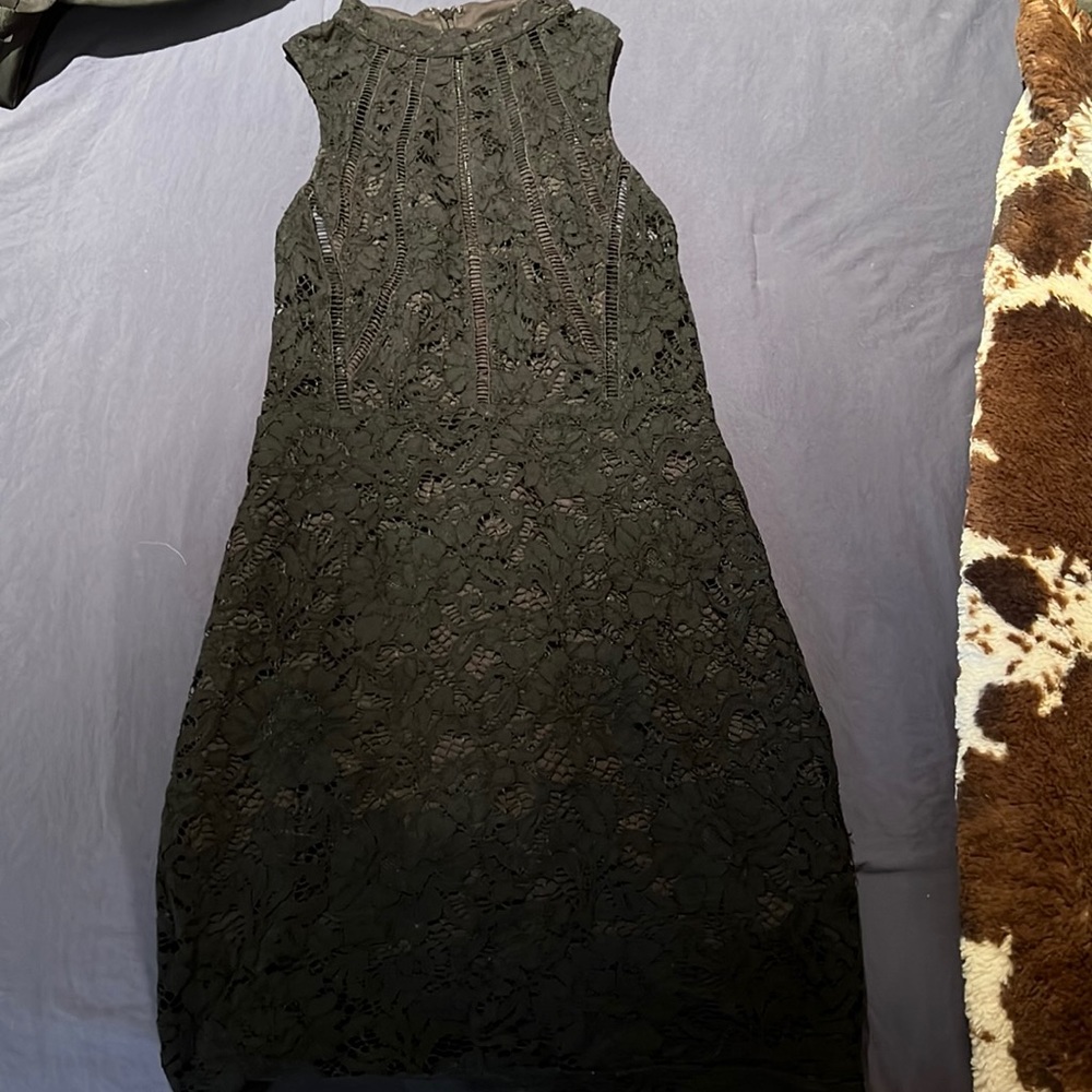 Fitted black lace dress